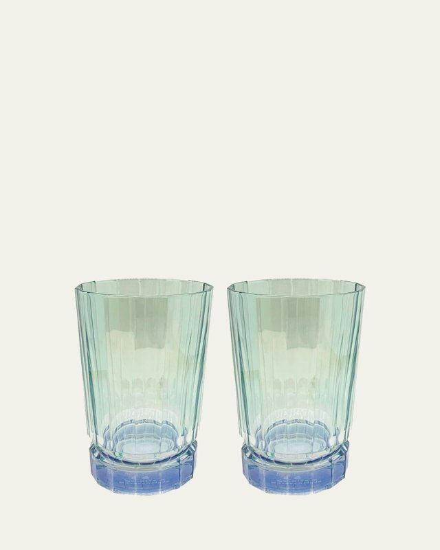 Green Shaded Glass Tumblers, Set of 2